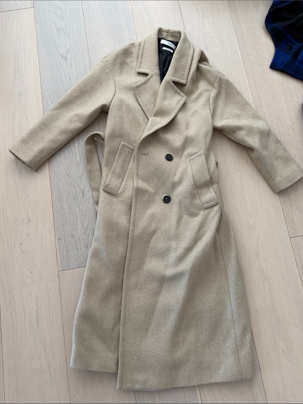 Mango Neutral Beige Long Double-Breasted Trench Coat